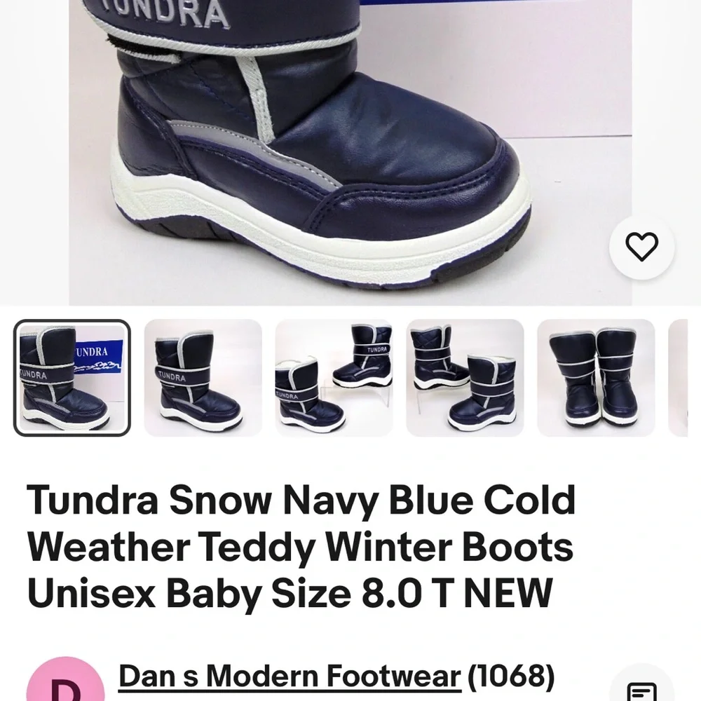 Tundra Snow Navy Blue Cold‎ Weather Teddy Winter Boots Unisex Size 5